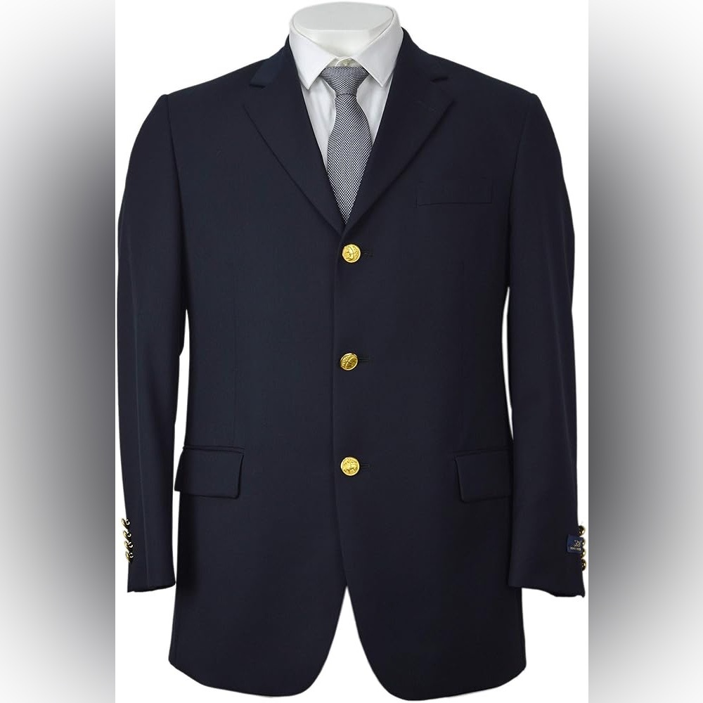 Brooks Brothers 346 Jacket Blazer Sport Coat Gold Buttons Mens 43L